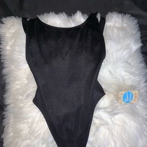 Backless black bodysuit